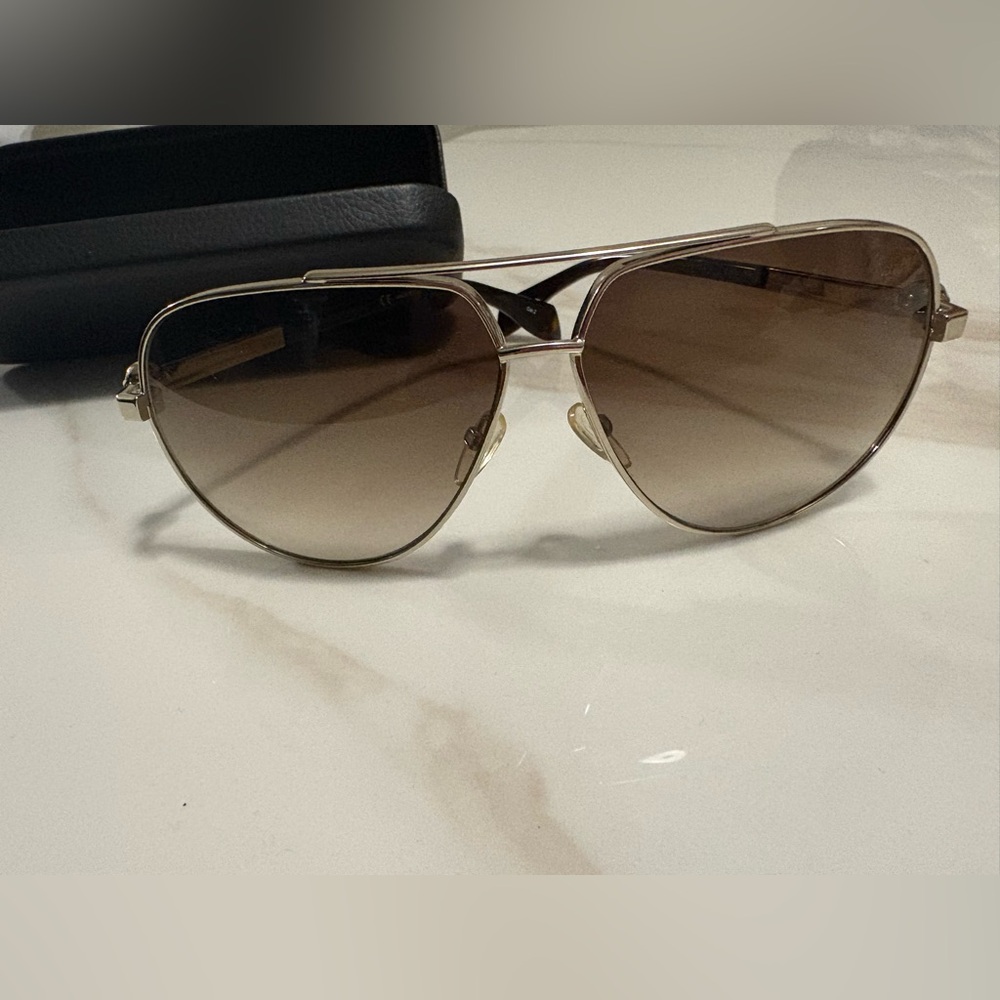 Alexander McQueen Silver Frame Sunglasses with Brown Gradient Lenses